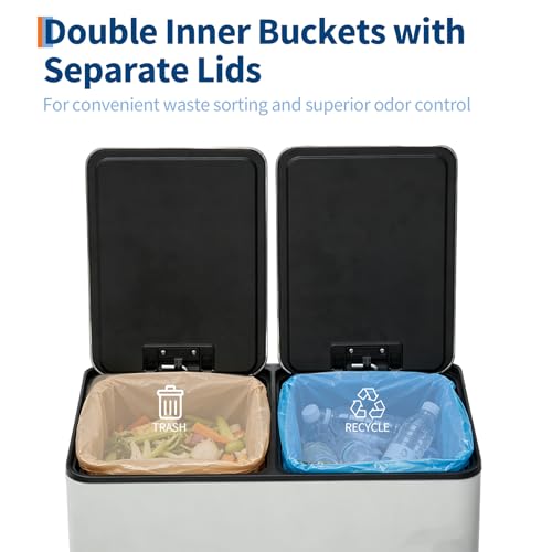Caneca de basura cocina acero inoxidable 40L doble miniatura 5