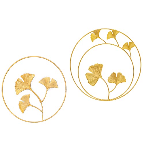 Hoshisea Decoración Metal con Hojas Ginkgo, Esculturas Pared Hierro Vintage, Adecuado para Dormitorio, Sala de Estar, Oficina, Decoración Moderna, Accesorios para Fotos