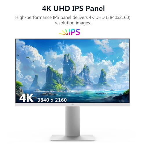 Z-Edge 27 Zoll 4K Monitor UHD 3840x2160 IPS 60Hz Höhenverstellbar Weiß – Ansicht 2