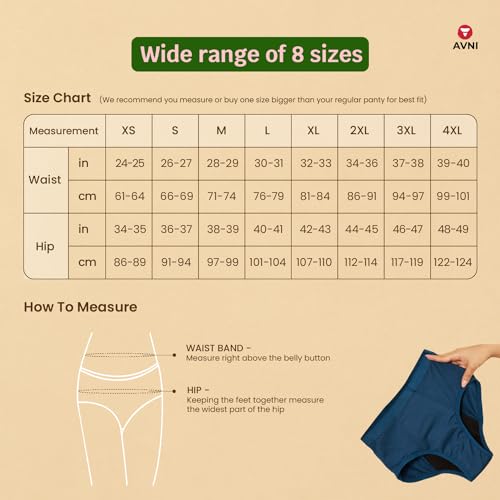 Image of Avni - Washable Period Panty | Pack of 1 | Breathable Bamboo Fabric | Medium to Heavy Flow | Protection up to 10 hrs | No Leaks, No Stains | High Waist Underwear for Women | Reusable for 2 yrs