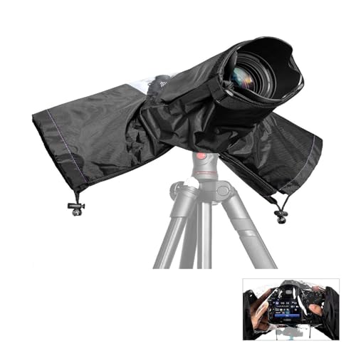 Waterproof Camera Rain Cover, Adjustable DSLR & SLR Weather Shield with Clear Window, Drawstring Sleeves & Secure Fit
