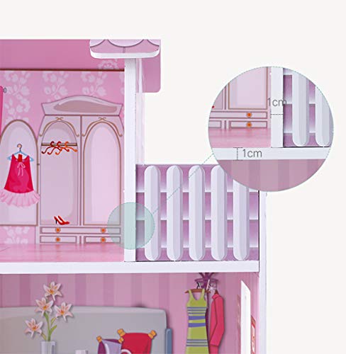 Puppenhaus aus Holz für Mädchen und Jungen ab 3 Jahren, große Puppenstube, Kinder Spielzeug aus Holz FSC 100%, mit 3… – Bild 8