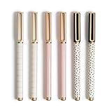 U Brands Catalina Felt Tip Pens, Set of 6, Classic Chic Stripes and Dots with Gold Details, Medium (0.7 mm) Point, Black Ink