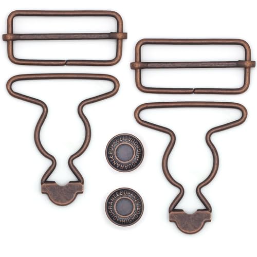Enosea 4 Sets Overall Buckles Metal Suspender Buckles with Adjustable