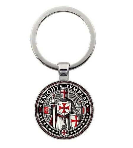Porte-clés, bijou de sac, accessoire de mode cabochon chevalier templier en acier.