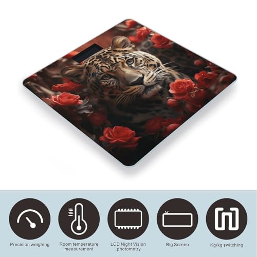 Báscula digital de baño con pantalla LCD y superficie de vidrio templado miniatura 3