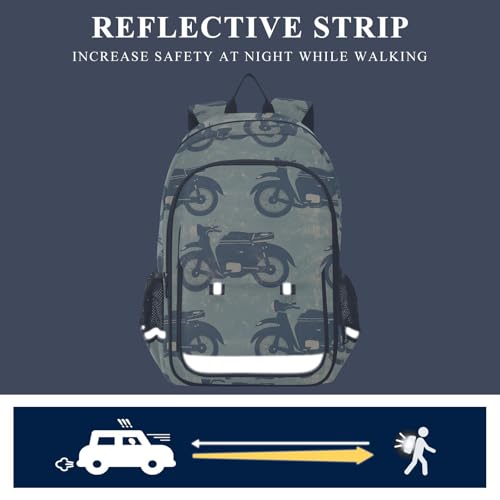 senya Retro Cool Scooters Backpack Water-Resistant Bag Lightweight Bookbags with Reflective Strip4