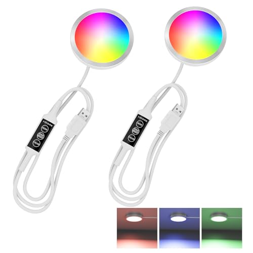 Image of Puck Lights 5V Single USB Powered,RGB Color Temperature Adjustable & Dimmable Under Cabinet Light,3D Printer LED Lamp Kit for Cabinet,Wardrobe,Showcase 2 Pack