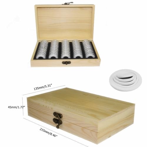 Caja decorativa organizadora de madera sólida para monedas miniatura 2