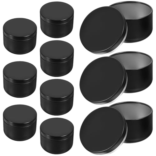 HEALSOPTHY 10 Piezas Latas de Almacenamiento de Té de Recipientes Herméticos de Hojalata Negra para Sueltas Envases Resistentes para Café Azúcar y Especias para Hogar y Oficina