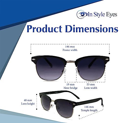 In Style Eyes Sellecks Bifocal Reading Sunglasses - Semi-rimless Browline Frame Reader Glasses, Non-Polarized Aspheric Lens4