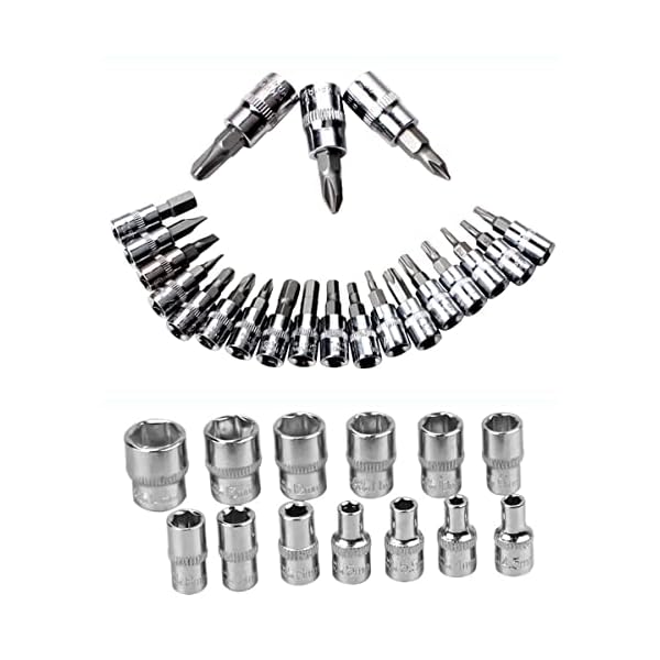 46 Piece Mechanic Tool Set 1/4" Dr. Ratchet Wrench Set with Storage Case Includes Bit Sockets and Extension Bar – Bild 5