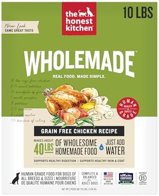 The Honest Kitchen Human Grade Wholemade™ Dehydrated Grain Free Dog Food - Complete & Balanced Meal or Topper - Chicken, 10 lb Box : Pet Supplies Product Image