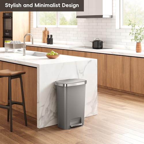 Caneca de basura rectangular de plástico con tapa de acero inoxidable, 50 L miniatura 2