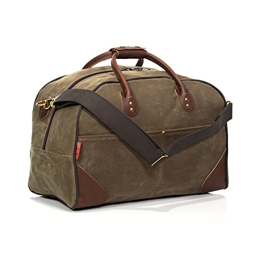 Frost River Curtis Flight Bag - Waxed Canvas and Leather Carry On Luggage Pack, Durable Weekender with Outside Access Pockets, Carry On, 45 Liter, Field Tan4
