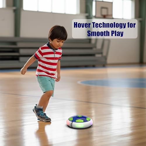 Image of Mirana Air Football Smart Toy for Kids | 3-Mode USB Type-C Rechargeable Hover Ball | Indoor Electric Hoverball with LED Lights | Birthday Gift for Boys & Girls 2 3 4 5 6 7 8 9 10 Years (Blue-Green)