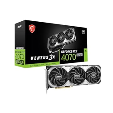 MSI Placa gráfica para jogos GeForce RTX 4070 SUPER 12G VENTUS 3X OC - 12GB GDDR6X, PCI Express Gen 4, 192-bit, 3x DP v 1.4a, HDMI 2.1a (suporta 4K e 8K HDR)