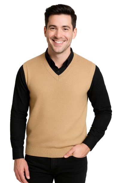 Image of URBANROCK Mens Woolen V-Neck Sleeveless Sweaters for Winter wear