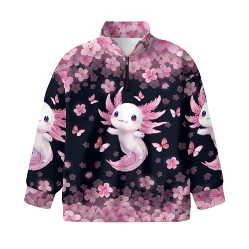 Image of AmzPrint Girls Graphic Quarter Zip Coat Long Sleeve Lightweight Oversized Athletic Running Hoodies For Kids Teen Girls