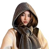 バラクラバ ニット 帽子 レディース 冬用 フードマフラー 2in1ネックウォーマー マフラー付き帽子 フードウォーマー 小顔効果 あったか 暖かい 防寒 かわいい 無地 通勤・通学・自転車（グレー）