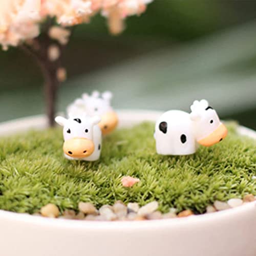 10Pcs Kawaii Mini Cow Animals Home Micro Fairy Garden Figurines Miniatures Home Garden Decoration Diy Accessories,White #TOP12