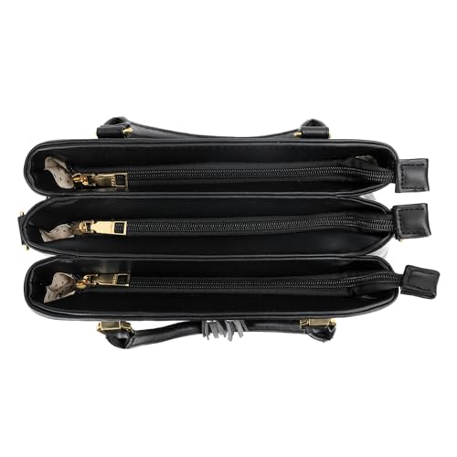 Image of KKXIU Women Satchel Bags Handle Shoulder Handbags and Purses Pockets Zipper Leather Crossbody Bags