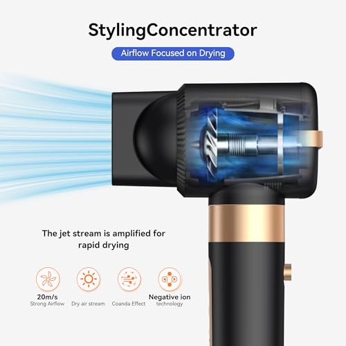 Image of Hair Dryer Brush,Blow Dryer Brush with Attachments,110000 RPM Curly Twist 7 in 1 Air Style, Professional Ionic Hair Styling Tool, Left & Right Air Curler, Volumizer