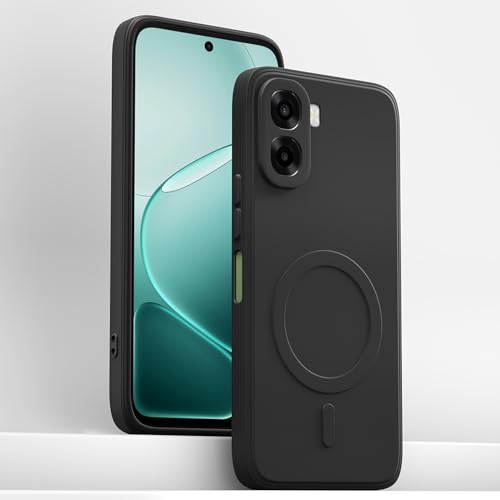 Image of Pikkme Back Cover for Oppo A6X 5G Soft Matte Silicone Mag-Safe Design (Mag-Safe Not Support) Camera Protection | Slim Fit Bumper Cover (Black)