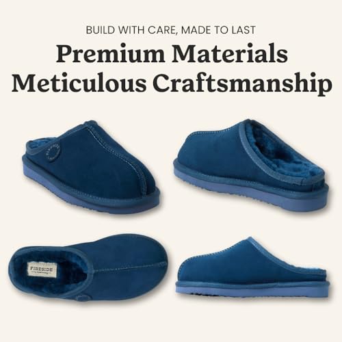 Image of Fireside by Dearfoams Women's Greta Genuine Shearling Clog Slippers, 100% Natural Suede Clogs for Outdoor & Indoor