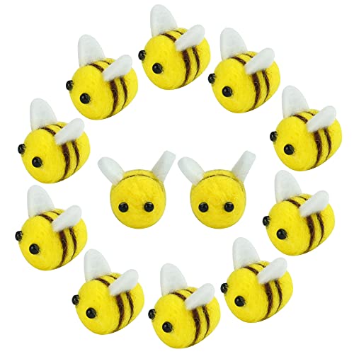 DIKEBAO 12 Pcs Abejas de Fieltro de Lana Abeja Manualidades Infantiles Arte y Manualidades Abeja Mini Abeja en Fieltro Monas y Bonito Ideal Abejas Decorativas para Adornos Ropa Manualidades Fiesta