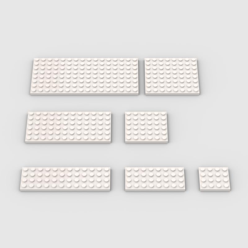 Classic Building Plate, 50pcs White Bulk Plates with 7 Size Building Plate Base Plate, Compatible with Lego Parts and Pieces, Building Bricks, for Most Brands(Color:White), A0001