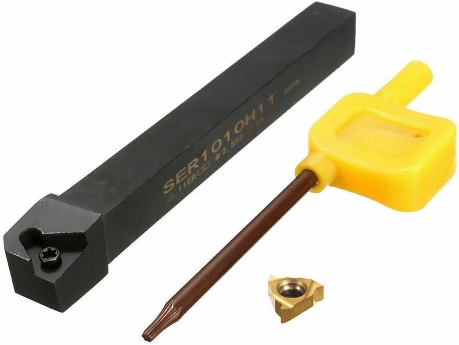 10Mm CNC Lathe Threading Tool Holder SER1010H11 With 10Pcs 11ER AG60 Carbide Inserts For Right Hand Turning, Includes Wrench