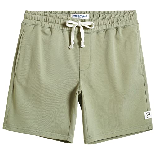 maamgic Mens Sweat Shorts 7″ Above Knee Workout Gym Shorts Lounge Shorts with Zipper Pockets