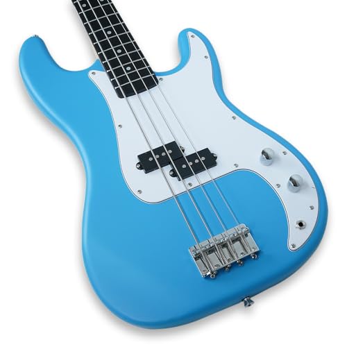 Image of Kadence PBLB Tennessee 46.5 inch Electric Bass Guitar (P-Style) | Solid PoplarWood Body, Maple Neck | Split-Coil Pickup | Fixed Bridge | Gig Bag + Cable | Matte Blue