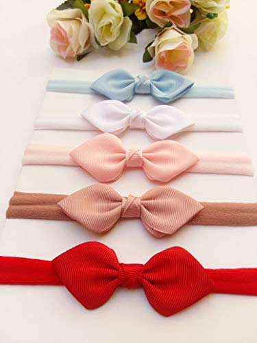 Kit 5 Laços para Cabelo Bebê RN Menina Meia Seda Slim LA07