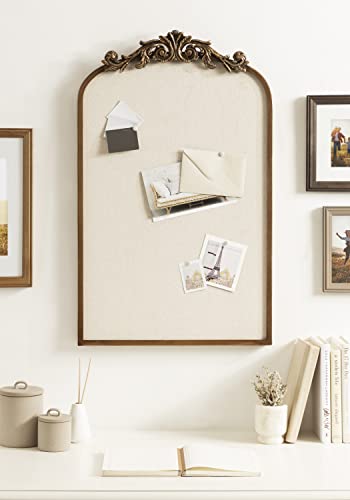 Kate and Laurel Arendahl Arch Pinboard; Gold; 19 x 31; Framed Arched Ornate Vintage Pinboard for Unique Display; Organization; and Decor Options