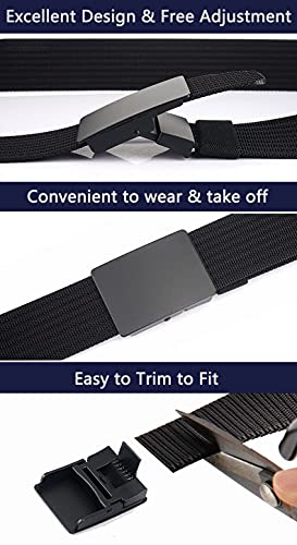 Image of LionVII Men Nylon Web Belts - Metal Buckle, Fully Adjustable Belt Strap for Work, Easy Trim to Fit 27- 46 inch Waist