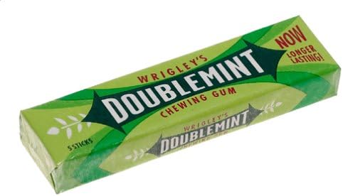 Goma de menta doble, 20 bolsas peggables de 10 paquetes de 5 barras