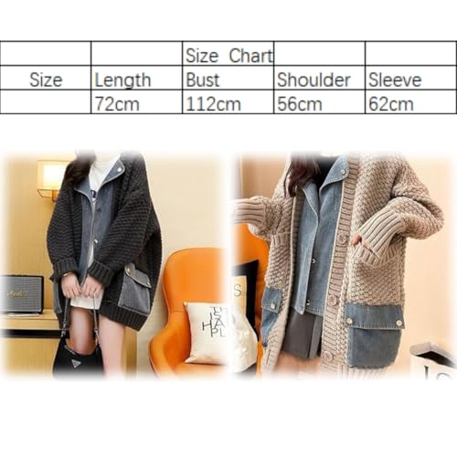 Dearlassie Denim Cardigan with Pockets,Oversized Lapels Splicing Loose Jean Sweaters Cardigan,Fashion Contrast Button Jacket2