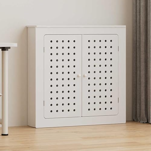 Cache-radiateur blanc en étagère décorative pour salon et salle de bain