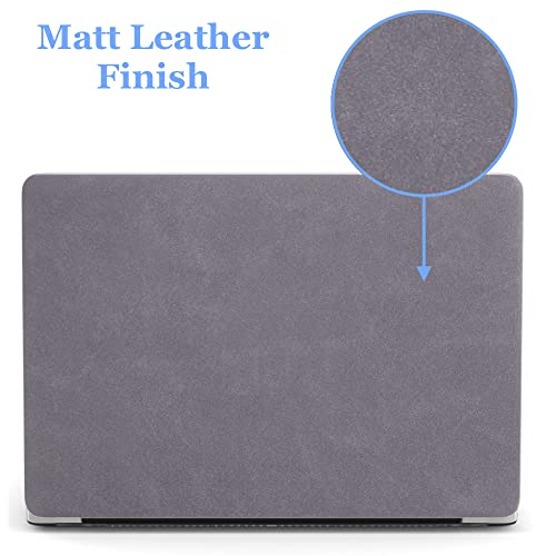 Image of Case Compatible with New MacBook Pro 16 inch 2025 2024-2021 M4 A3403 A3186 M3 A2991 M2 A2780 M1 A2485 Pro Plastic Hard Shell Cover Case, PU Leather Grey