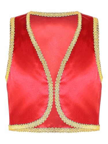 Kids Boys Halloween Arabian Prince Vest Waistcoat Metallic Sleeveless Fairytale Fancy Dress ups