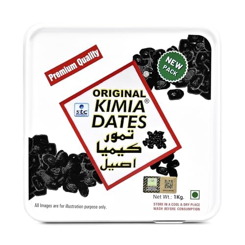 Image of Kimia Dates Original Mazafati Dates -1kg | Juicy & Delicious Khajoor, Khajur | Healthy Snacks | Rich in Fibre | Perfect for Snacking (Plastic Box)