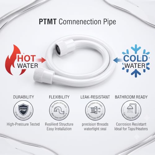 Image of JAGGER JCP2211 PTMT Connection Pipe | Hot & Cold Water Inlet Hose for Wash Basin, Geyser, Kitchen Sink & Flush Tank | Flexible Leak-Proof & Rust Free - Pack of 2 (18 INCH [ PTMT ])