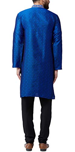 Image of SOJANYA (Since 1958 Mens Maroon Jacquard Silk Kurta and Black Churidaar Pyjama Set