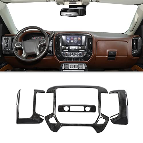 CheroCar for Chevy Silverado Center Console Cover Panel Interior Trim Decoration Accessories for 2010-2017 Chevy Silverado GMC Sierra(Carbon Fiber Gear)