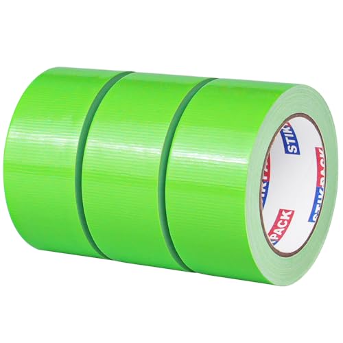 Image of 3 Rolls Green Duct Tape, Heavy Duty Strong Industrial Colored Duct Tape 9mil x 2inch x 25yds Flexible, No Residue, Waterproof and Tear by Hand, Multi-Use for Indoor & Outdoor Repairs