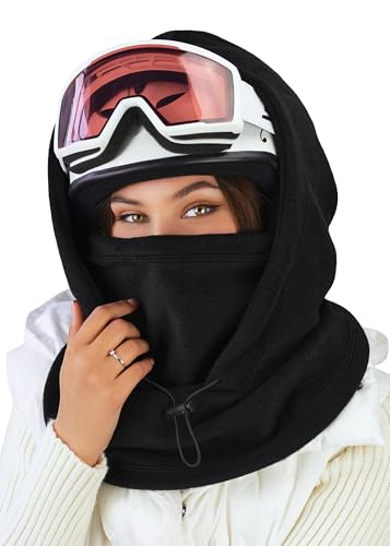 Fleece Balaclava Over Helmet - Warm Helmet Ninja Hood - Snowboard Hooded Hat...