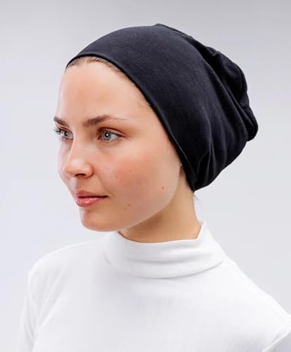 باندانا بدون خياطة بارزة من ميلا - وشاح داخلي خفيف للغاية بطبقة واحدة من القطن والليكرا - هدية راقية للمناسبات الخاصة، لون أسود