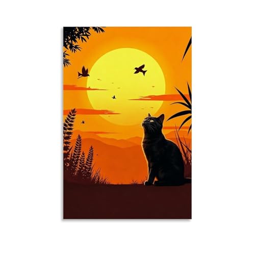 Poster silhouette tropicale Blác Cát toile coucher de soleil salon 60x90cm